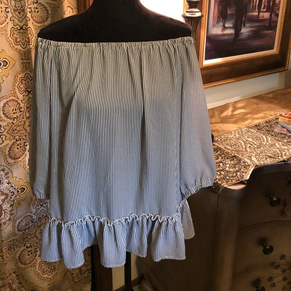 WHBM Pin Striped Blouse